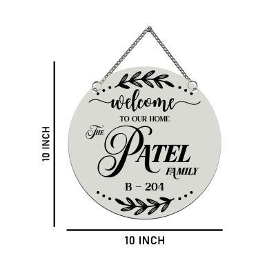 Personalized Welcome Family Name Plate Custom House Name & Surname for Home Entrance Wedding or Housewarming Gift Decorative Nameplate with Hanging Chain